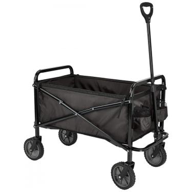 Imagem de Carrinho Dobrável para Camping e Jardim com Bolsa de Cobertura, Capacidade 60kg, Preto