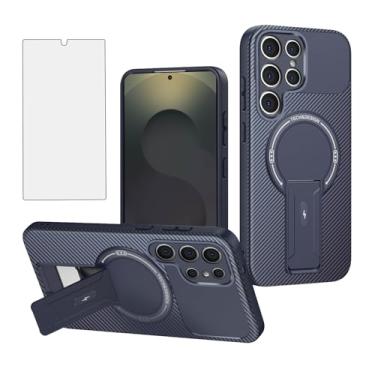 Imagem de Asuwish Capa de celular para Samsung Galaxy S25 Ultra 5G Capa magnética de fibra de carbono com protetor de tela de vidro temperado e suporte acessórios para celular S25Ultra 25S S 25 25Ultra 6.9 2025