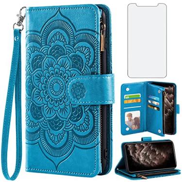 Imagem de Asuwish Capa carteira compatível com iPhone 11 Pro Max 6.5 e protetor de tela de vidro temperado flor couro flip porta-cartões com suporte para celular para iPhone11 11pro Promax i XI Plus mulheres