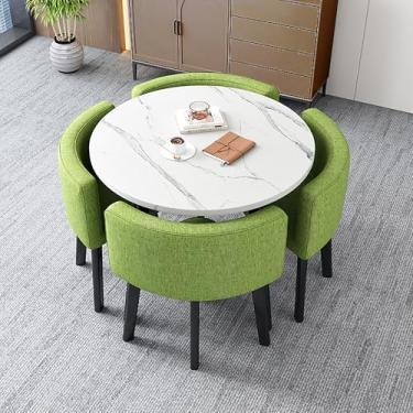 Imagem de Conjunto de mesa de jantar quadrada com cadeiras, mesa de conferência moderna, combinação de mesa de recepção e cadeira, com 1 mesa e 4 cadeiras, mesa de bar de café da manhã, para sala de estar