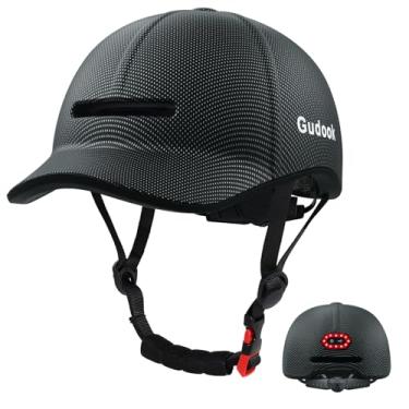 Imagem de Gudook Capacete de bicicleta adulto masculino capacetes de bicicleta para mulheres com luz traseira LED - boné de beisebol estilo certificado conforto ajustável capacetes de ciclismo para scooter Road