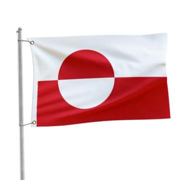 Imagem de Bandeira da Groenlândia 9 x 1,5 m Bandeira da Groenlandês à prova de desbotamento cor afiada poliéster com ilhós de latão para ambientes internos e externos