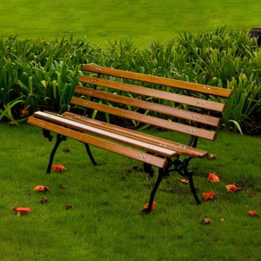 Imagem de Banco de Jardim Francês em Ferro 7 Réguas Madeira Verniz