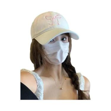 Imagem de Boné De Beisebol Feminino Ajustável De Algodão Com Laço E Bordado Para