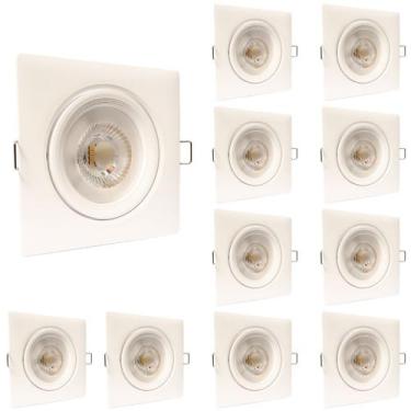 Imagem de Kit 10 Spot Led Quadrado Direcional 12W Branco Frio 6500k Bivolt - Ilu