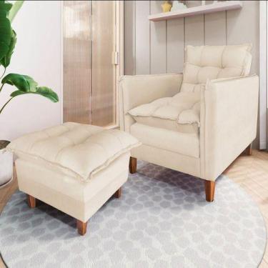 Imagem de Poltrona Sofá Cama Para Amamentação Com Puff Bz Home Decor, Bege