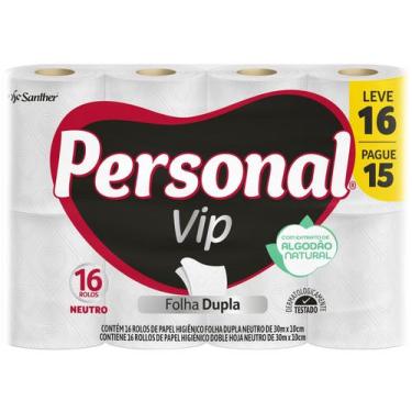 Imagem de Papel Higiênico PERSONAL Vip 30m Neutro 16un (Leve 16 Pague 15), 16