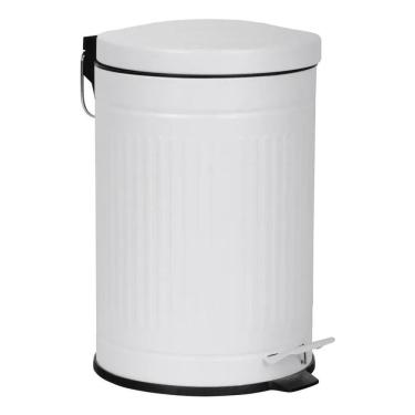 Imagem de Lixeira De Piso Metal Branca Redonda Retro Com Pedal - 3l Branca