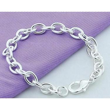 Imagem de Pulseira Banhada Prata 925 Elos Português 20cm Corrente Grossa Unissex