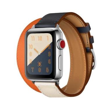 Imagem de Pulseira compatível Apple Watch 42mm 44mm 45mm 49mm Couro genuino Prem