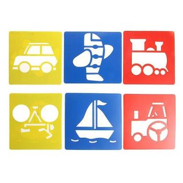 Imagem de Régua de desenho para crianças em forma de transporte de plástico x6 -