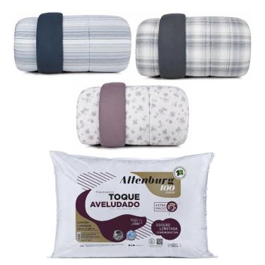 Imagem de Conjunto Edredom e Travesseiros New Confort Dupla Face 100% Poliéster Antialérgico Reversível Altenburg 150CM