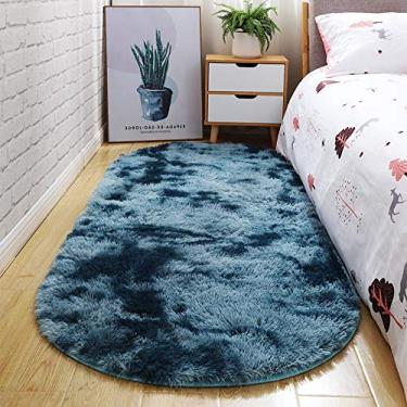 Imagem de Tapete macio para sala de estar, antiderrapante, lavável, fofo, quarto, salsicha, oval, tie-dye para sala de estudos, quarto infantil, ioga, pavão, 100200 cm