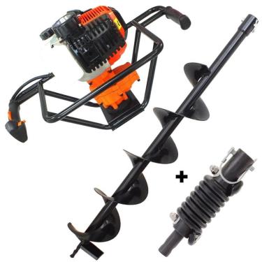 Imagem de Perfurador de Solo Profissional Vulcan VPS520 á Gasolina 2T 52cc 2,5hp Com Broca 80x12cm + Amortecedor Para Broca Kawashima Ideal Para Agricultura