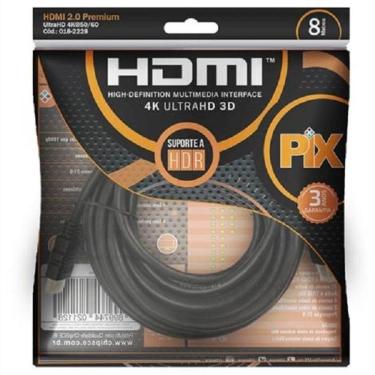 Imagem de Cabo Hdmi 8m 2.0 19 Pinos Ethernet 8 Metros 4k Ultra Hd 3d