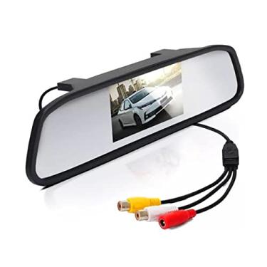 Imagem de Espelho Retrovisor Monitor Para Câmera De Ré Tela 4.3 LCD Visor Automotivo Carro Van Extrema Definição Áudio Vídeo PREMIUM ONYK