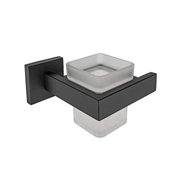 Imagem de Acessórios de banheiro preto fosco Conjunto de ferragens Barra de toalha Toalheiro Gancho Saboneteira Escova Higiênica Suporte de copo Suporte de papel, Suporte de copo