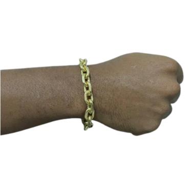 Imagem de Pulseira 12mm moeda antiga cadeado de quina c/ 20 gramas