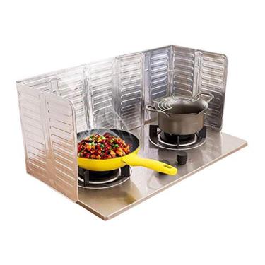 Imagem de 2 Pecas Descartaveis a Oleo Splash Guard de Aluminio Fogao a Gas, Placa de Tela para Cozinhar Frigideira a Prova de Oleos (Prata)