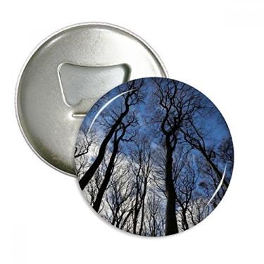 Imagem de Blue Sky Green Florestry Science Nature Cenário Abridor de Garrafas Imã de Geladeira Emblema Multifuncional