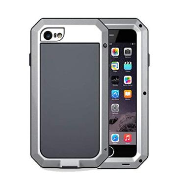 Imagem de Capa de telefone de alumínio à prova de choque para armadura de metal para iPhone 13 12 11 Pro Max X XR 8 7 Plus Capa de proteção para serviço pesado, prata, para iPhone XS