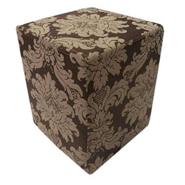 Imagem de Puff Quadrado Jacquard Marrom com Bege