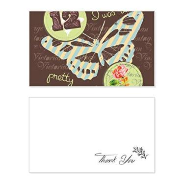 Imagem de Carimbos de rosa e borboleta cartão de agradecimento aniversário aniversário comemoração casamento agradecimento