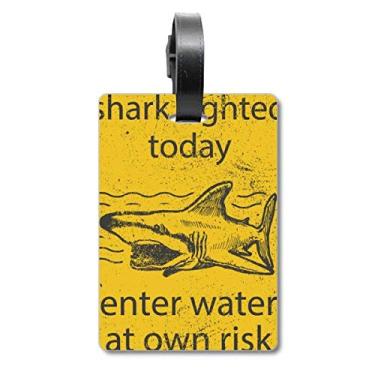 Imagem de Shark Enter Water At Own Risk Mala de Bagagem Etiqueta Etiqueta de Bagagem Etiqueta de Scutcheon