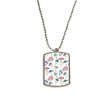 Imagem de DIYthinker Colar para animais de estimação com pingente de corrente de aço inoxidável com ilustração de cogumelo azul rosa
