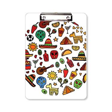 Imagem de Prancheta de ilustração de futebol de guitarra com caveira, pasta, bloco de notas A4