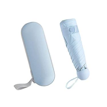 Imagem de Guarda-chuva portátil e leve para viagem, 8 varetas, sol e chuva, com estojo, design compacto, para homens, mulheres e meninas, multicolor (azul)