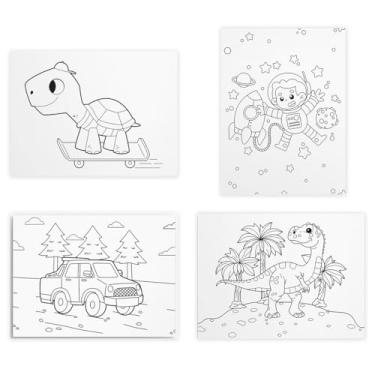 Imagem de Tela Para Pintura Infantil Colorir Pintar Kit 4 Unidades Canvas 60x40cm (Menino)