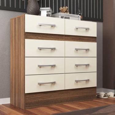 Imagem de Cômoda Roupeiro Grande 8 Gavetas Imperatriz Castanho/OffWhite