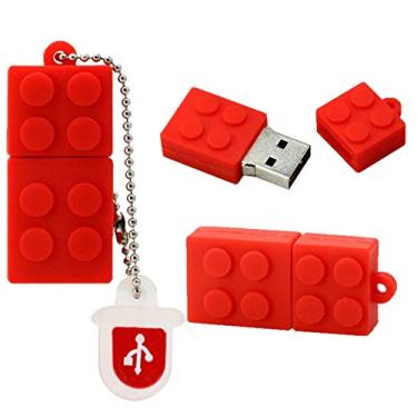 Imagem de Unidades flash USB de 16 GB - Mini pen drive de 16 GB - Pendrive vermelho - Blocos de construção USB (vermelho)