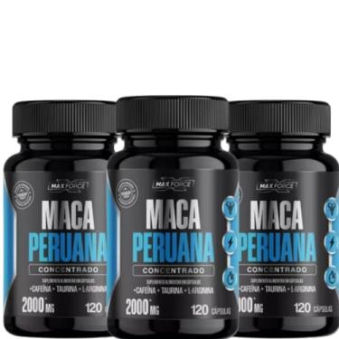 Imagem de Maca Peruana 2000mg 120 Cápsulas Composta Com L - Argina, Taurina e Cafeína Para Musculação e Fitness MAXFORCE 3 Potes