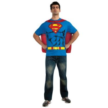 Imagem de DC Comics Camiseta de fantasia de Super-Homem com capa, Azul, M