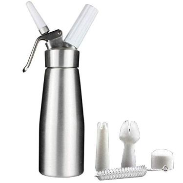 Imagem de Sivaphe Dispensador manual de chantilly de alumínio 500 ml/1 litro para fazer sobremesas chiques caseiros gourmet chicote culinário - Compatível com carregadores de chantilly de 8 gramas (não