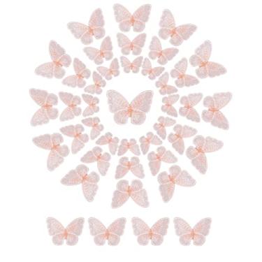 Imagem de 60 peças, 3 tamanhos, aplique de borboleta, bordado de fada, costurado, tule, borboleta, remendo de renda para véu de casamento, faixa de cabeça, vestido, enfeite de bijuteria (rosa)