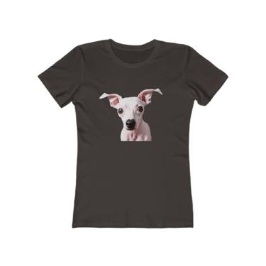 Imagem de Americanc Hairless Terrier Camiseta feminina de algodão fiado em anel, Chocolate escuro sólido, XXG