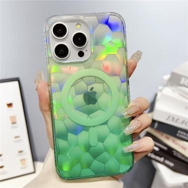 Imagem de Para 15pro max caso cubo gradiente para iphone 14 13 pro max magnético à prova de choque para iphone 15 12 pro max 14 plus 11 capa, verde, para iphone 15