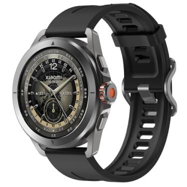 Imagem de AWADUO Compatível com Xiaomi Watch S4 Sport/Watch 2/Watch S3, pulseira de silicone de substituição de 22 mm, macia e durável, com acessório de smartwatch de liberação rápida (silicone preto)