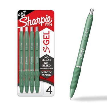 Imagem de SHARPIE S-Gel canetas de desenho, tinta de gel para escrever no diário, colorir, ponta média (0,7 mm), barril verde, tinta preta, 4 unidades