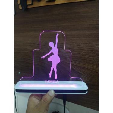 Imagem de Luminária Decorativa com LED Bailarina - Hobbies do Ofício, Amarelo