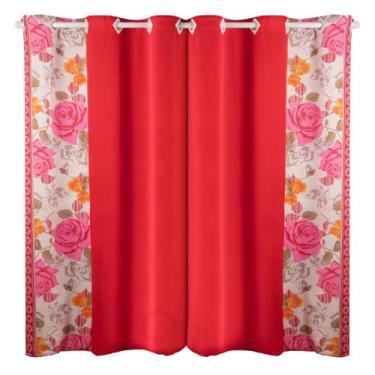 Imagem de CORTINA ALLEGRA PARA SALA OU QUARTO 2.00x 1.70 ESTAMPAS VERMELHA - Cec