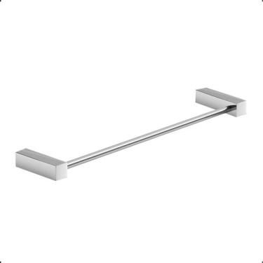 Imagem de Porta Toalha Lavabo Suporte Quadrado 40cm Modelo Troia Prata Alto Bril