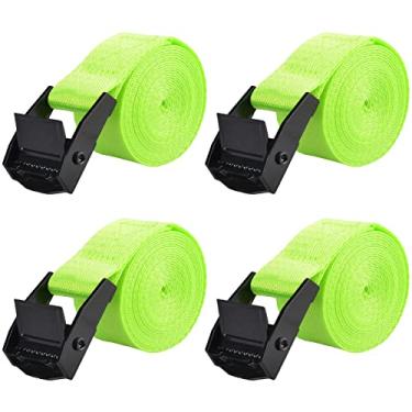 Imagem de TRIWONDER Alças de amarração, correias de amarração, correias de nylon, cintos resistentes para bagagem, mala, embalagem, carga, frete (01# verde claro - 4 pacotes, 16 pés)