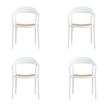 Imagem de Conjunto 4 Cadeiras para Jardim e Varanda Lia com Braço Preto/Caramelo