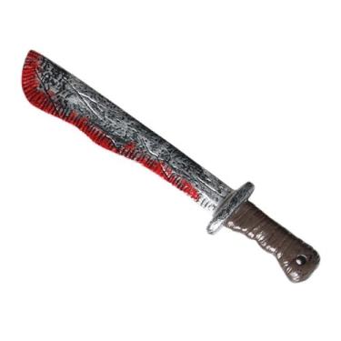 Imagem de Dzrige Halloween Bloody Machete Blood Machete Knife Cosplay Machete Toy Plastic Machete Prop for Halloween Party Costume Accessory