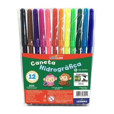 Imagem de Kit Canetas Hidrográficas 12 Cores Leo&Leo - 6 Pacotes 12