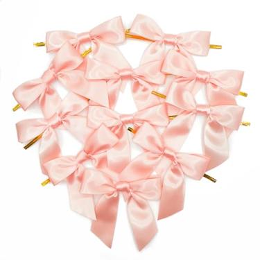 Imagem de Laços torcidos rosa para bolsas, laços de fita de 10 cm a granel sortidos de Natal e laços, laços de pão reutilizáveis para sacos de petiscos, decoração de pirulito, árvore de Natal, casa e casamento,